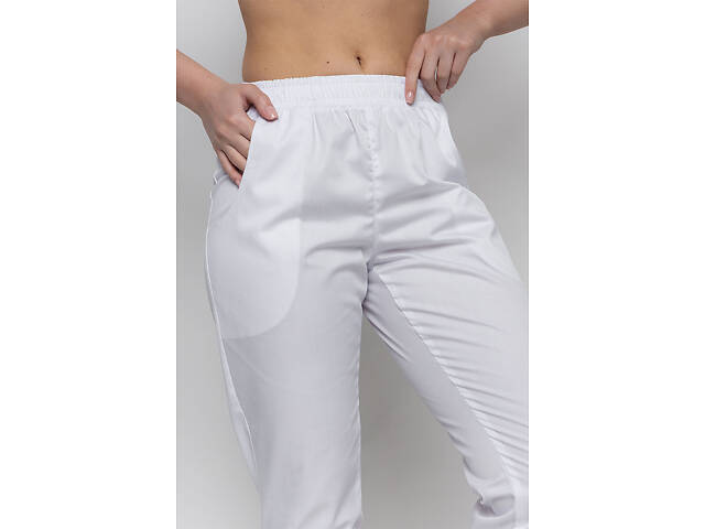 Брюки жіночі Афіна котон білий розмір 42 - Спецодяг для кухарів та медиків - Фото 4
