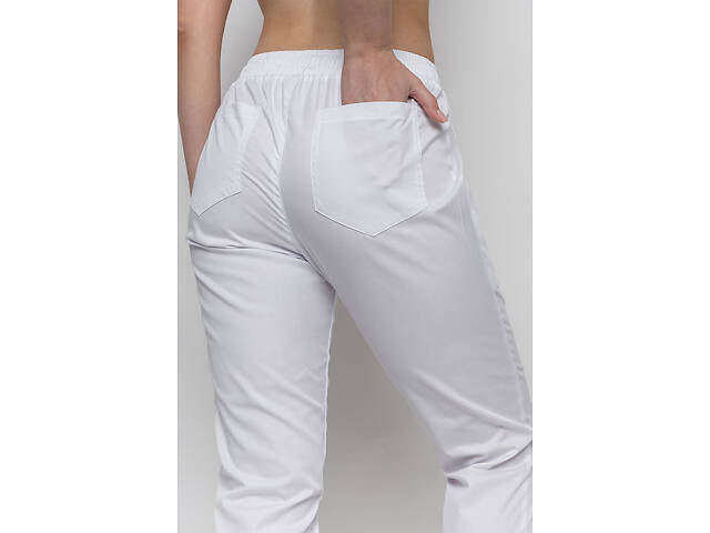Брюки жіночі Афіна котон білий розмір 42 - Спецодяг для кухарів та медиків - Фото 6