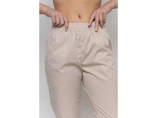 Брюки жіночі Афіна котон кремовий розмір 42 - Спецодяг для кухарів та медиків - Фото 4