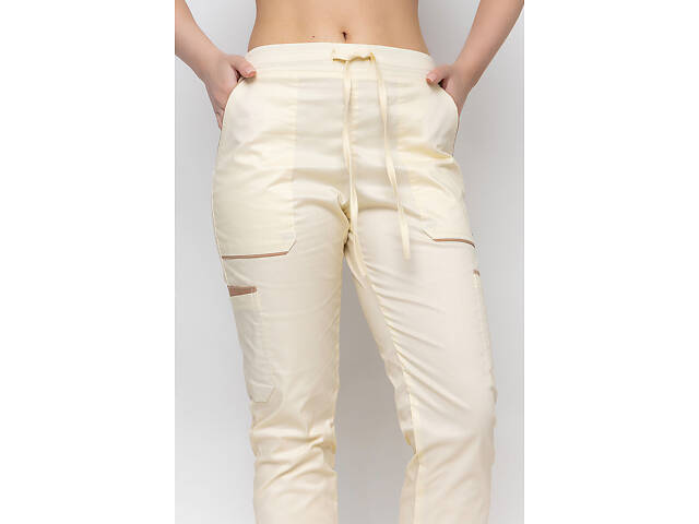 Брюки жіночі Емелі стрейч шампань розмір 42 - Спецодяг для кухарів та медиків - Фото 3