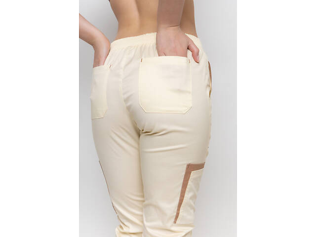 Брюки жіночі Емелі стрейч шампань розмір 42 - Спецодяг для кухарів та медиків - Фото 5