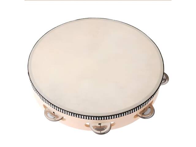 Бубон RESTEQ діаметром 25 см (10 дюймів) з металевими дзвіночками — ударний музичний інструмент для музикантів, оркестру, ансамблю - Фото 1