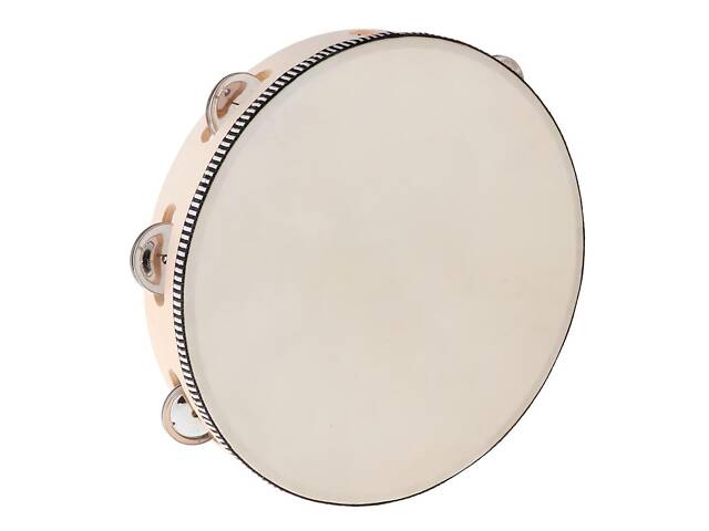 Бубон RESTEQ діаметром 25 см (10 дюймів) з металевими дзвіночками — ударний музичний інструмент для музикантів, оркестру, ансамблю - Фото 3