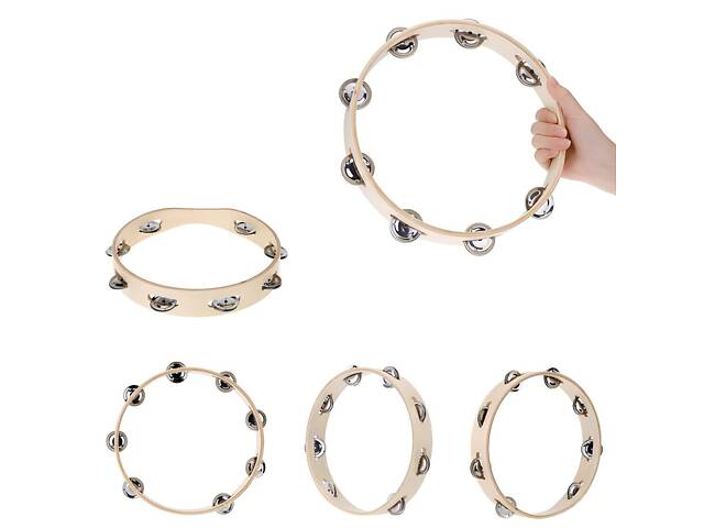 Бубон RESTEQ діаметром 25 см (10 дюймів) з металевими дзвіночками — ударний музичний інструмент для музикантів, оркестру, ансамблю - Фото 6