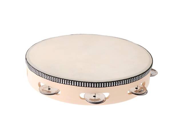 Бубон RESTEQ діаметром 25 см (10 дюймів) з металевими дзвіночками — ударний музичний інструмент для музикантів, оркестру, ансамблю - Фото 7