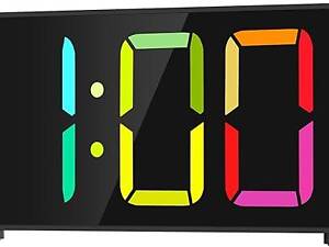 Будильник OQIMAX, цифровий світлодіодний годинник із 8 кольоровими цифрами, що регулюється яскравістю й гучністю