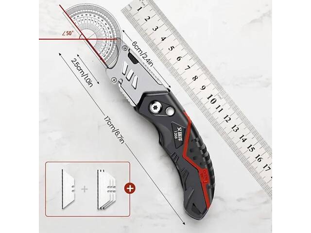 Будівельний ніж універсальний - Чорний - Фото 3