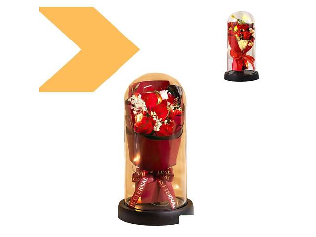Букет у колбі з LED-підсвіткою та мильними трояндами XPRO KR-02 (45030-KR-02_184) - Фото 2