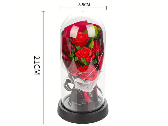 Букет у колбі з LED-підсвіткою та мильними трояндами XPRO KR-02 (45030-KR-02_184) - Фото 8