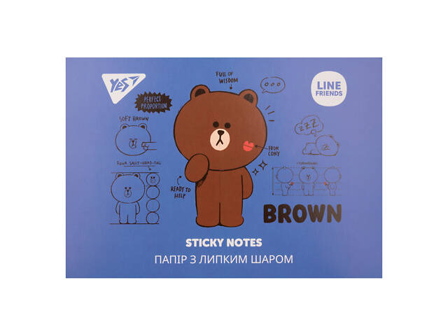 Бумага для заметок с липким слоем YES Line Friends 170334 140 листов - Фото NaN