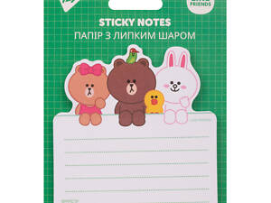 Бумага для заметок с липким слоем фигурная YES Line Friends 170332 40 листов