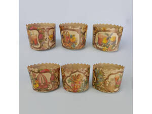 Бумажные формы для Пасхи Ø110х85 мм. Упаковка 50 шт. (на 300-350 г) Кулича, Крафинов, Панеттоне Виктория