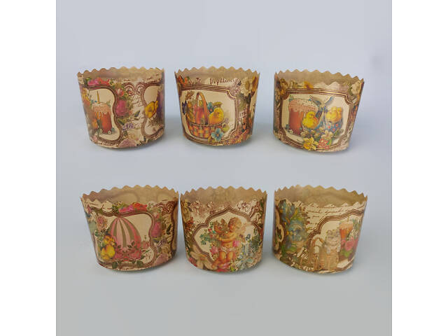 Бумажные формы для Пасхи Ø110х85 мм. Упаковка 50 шт. (на 300-350 г) Кулича, Крафинов, Панеттоне Виктория - Фото 1