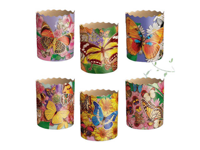 Паперові форми для Паски Ø90х85 мм. Ящик 300 шт. Крафінів, Панеттоне (на 250 г тіста) Метелики - Фото 3