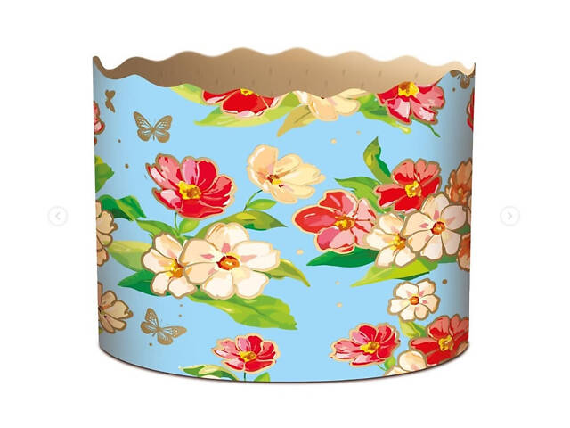 Паперові форми для Паски Ø110х85 мм. Ящик 300 шт. Крафінів, Панеттоне (на 350 г тіста) Квіти - Фото 4