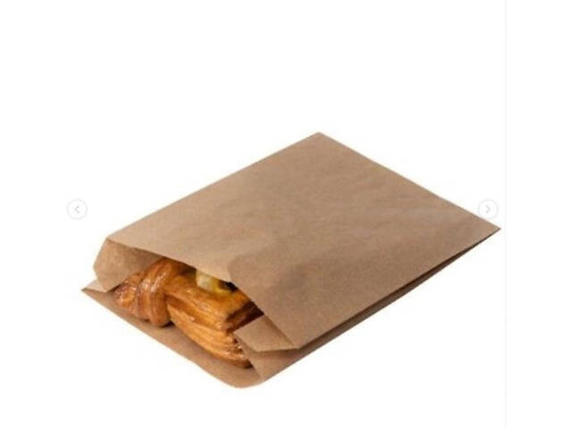 Паперові Крафт Пакети для Пакування гарячого хліба та випікання середні бурі (15*16*5 см) коричневі, 1000шт/ящ - Фото 1