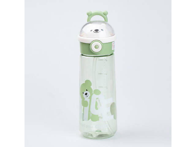 Бутылка для воды 620 мл с трубочкой Зеленая - Фото 1