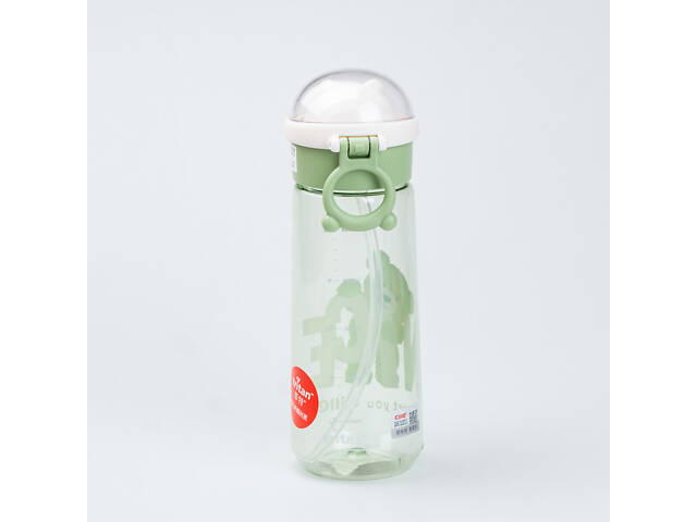 Бутылка для воды 620 мл с трубочкой Зеленая - Фото 3