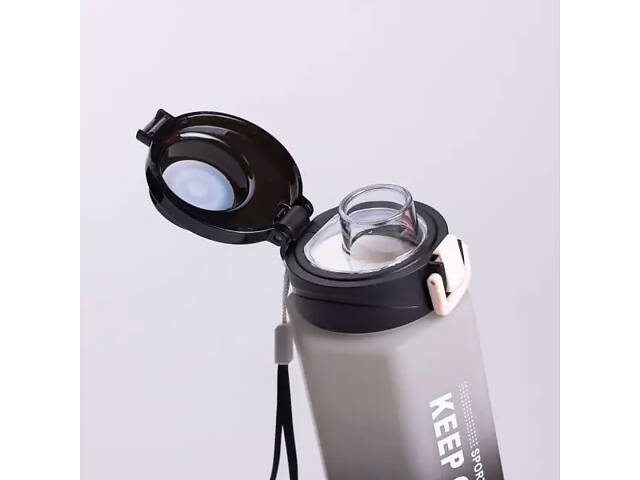 Бутылка для воды 650 мл бутылочка с поилкой для спорта и школы 23 см Keep Going Черная - Фото 3