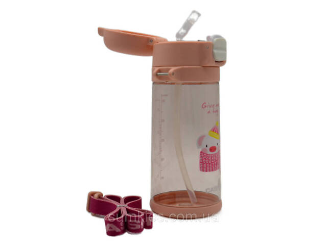 Пляшка для води CASNO 690 мл KXN-1219 Рожева (Свинка) з соломинкою - Фото 5