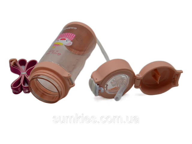 Пляшка для води CASNO 690 мл KXN-1219 Рожева (Свинка) з соломинкою - Фото 7