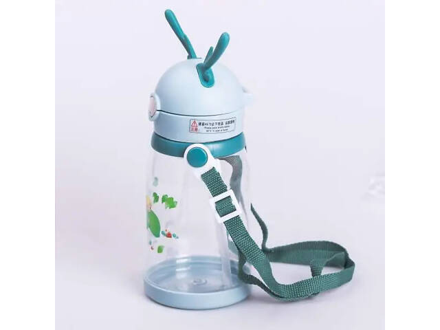 Бутылка для воды детская 550 мл на ремешке бутылочка с трубочкой для спорта и школы - Фото 3