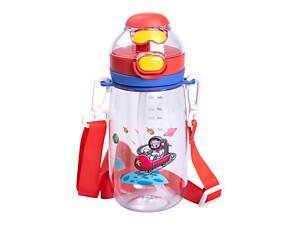 Пляшка для води дитяча 550 мл з ремінцем і трубочкою для спорту та школи HP-14-45R