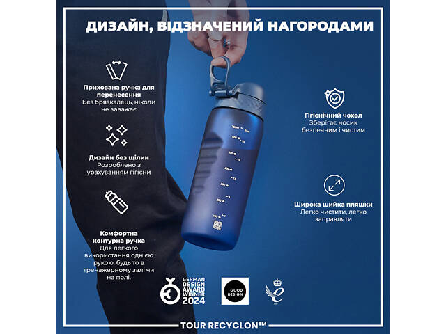 Бутылка для воды ION8 BPA Free 0.75 л Navy (I8RF750NAV) - Фото 4