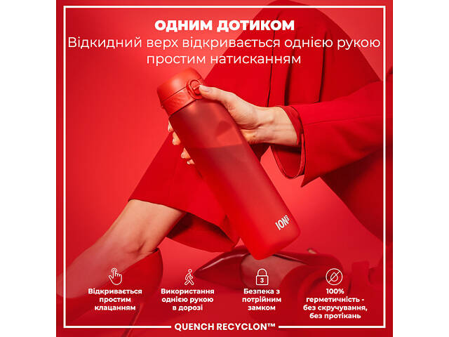 Бутылка для воды ION8 BPA Free 1 л Red (I8RF1000RED) - Фото 2
