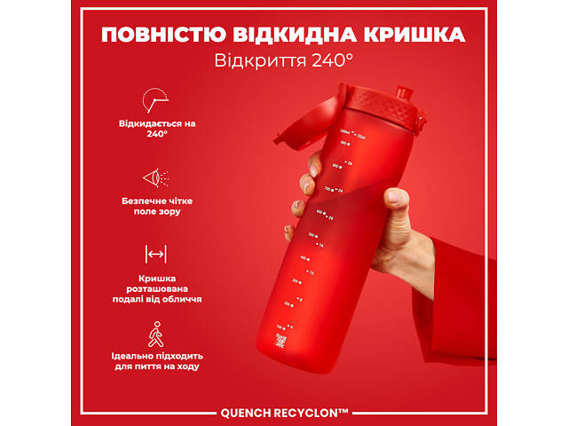 Бутылка для воды ION8 BPA Free 1 л Red (I8RF1000RED) - Фото 3