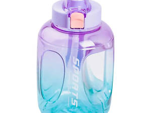 Пляшка для води спортивна 1.6 л з трубочкою з ремінцем 22 см Фіолетова HP-14-35V