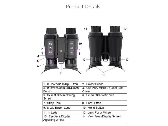 Бинокль ночного видения NV8300 Super Light 4K HD 36MP 3D (до 500м) + крепление Wilcox L4G24 (металл) - Фото 5