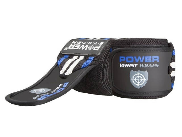 Кистьові бинти Power System PS-3500 Wrist Wraps Blue/Black - Фото 1