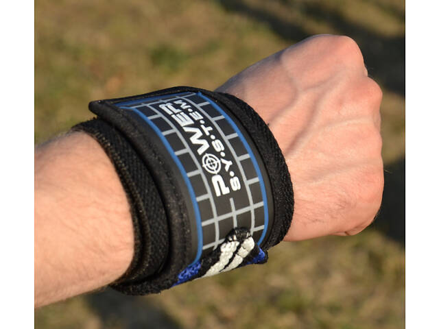 Кистьові бинти Power System PS-3500 Wrist Wraps Blue/Black - Фото 4