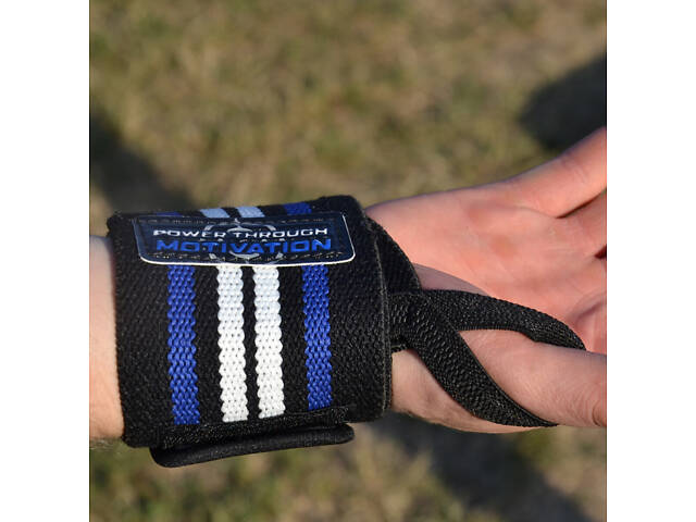 Кистьові бинти Power System PS-3500 Wrist Wraps Blue/Black - Фото 5