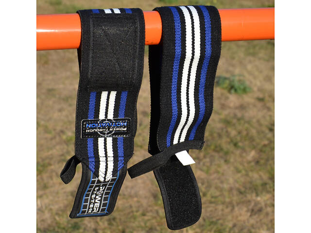 Кистьові бинти Power System PS-3500 Wrist Wraps Blue/Black - Фото 6