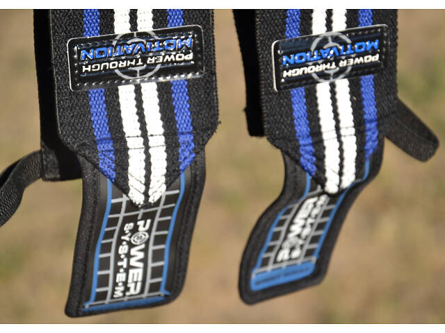Кистьові бинти Power System PS-3500 Wrist Wraps Blue/Black - Фото 9