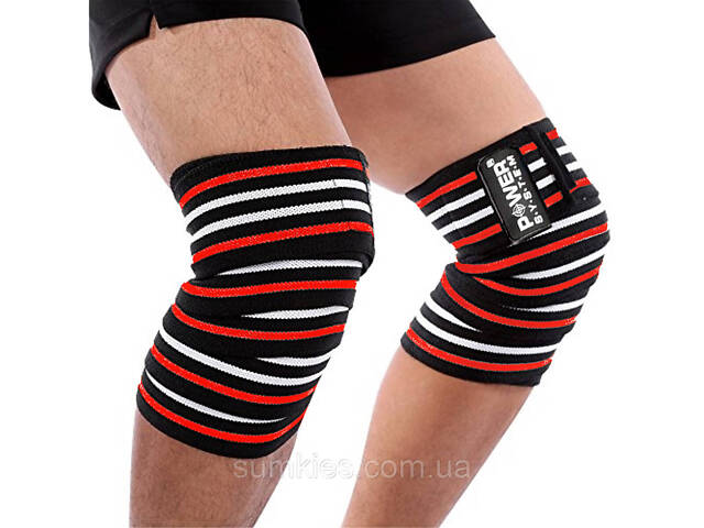 Бинти на коліна Power System PS-3700 Knee Wraps Red/Black (пара) - Фото 3