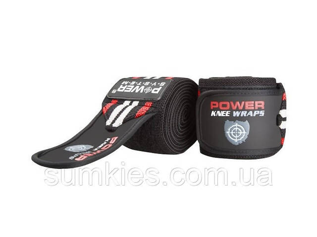 Бинти на коліна Power System PS-3700 Knee Wraps Red/Black (пара) - Фото 4