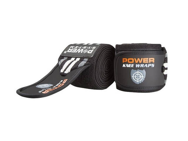 Бинти на коліна Power System PS-3700 Knee Wraps Grey/Black (пара) - Фото 3