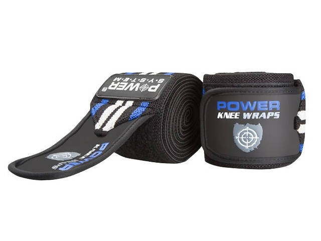 Бинти на коліна Power System PS-3700 Knee Wraps Blue/Black (пара) - Фото 1