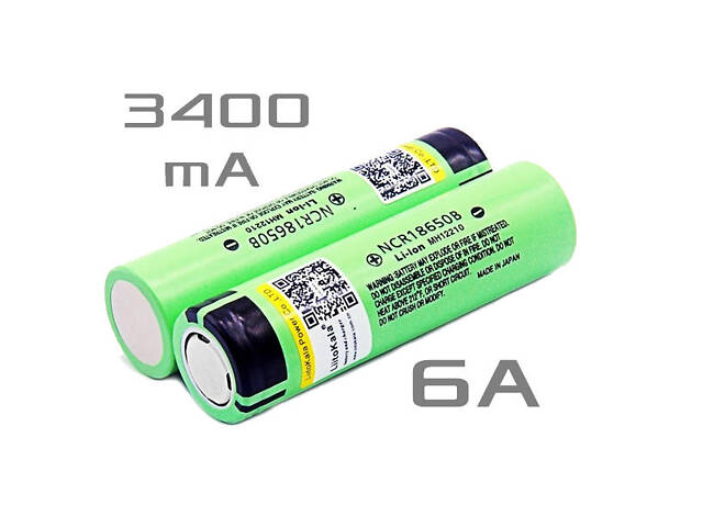 Акумулятор 18650 LiitoKala Lii-34B NCR18650B 3400mAh 6A Li-Ion плоский контакт