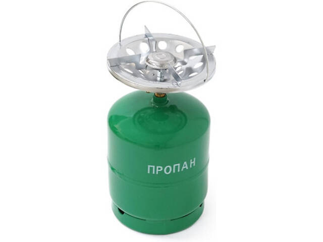 Побутовий газовий балон Voltronic GL-7.2 3кг (7,2л) + пальник 20354 Green (GB/GL-7.2G) - Фото 1