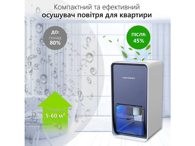 Побутовий осушувач повітря Doctor-101 LEVANTE на 1,2 л. Безшумний вологопоглинач з підсвічуванням для квартири - Фото 4