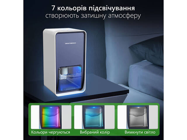 Побутовий осушувач повітря Doctor-101 LEVANTE на 1,2 л. Безшумний вологопоглинач з підсвічуванням для квартири - Фото 8