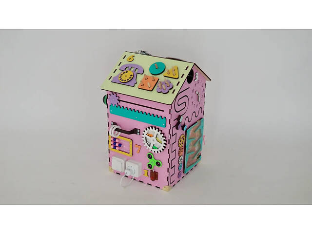 Бізібудинок рожевий з дерева 55*30*30 см, бізіборд 200038 бізікуб - Фото 5