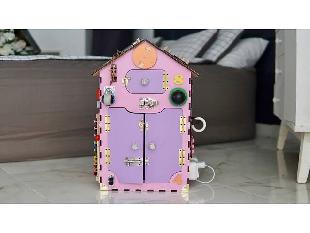 Бізібудинок рожевий з дерева 55*30*30 см, бізіборд 200038 бізікуб - Фото 6