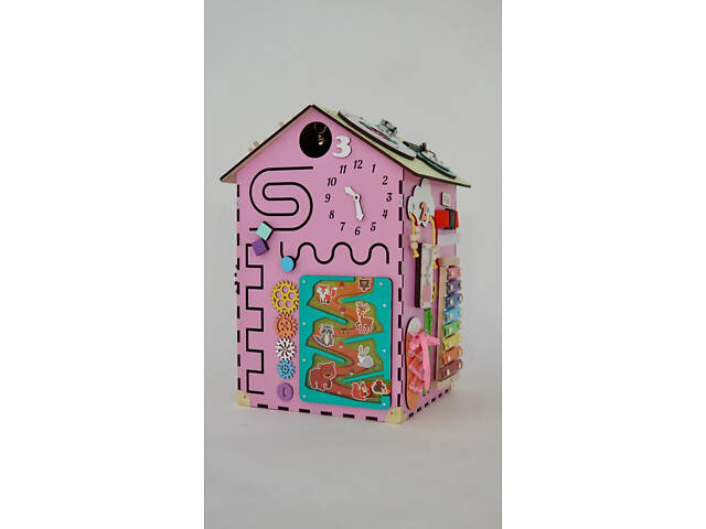 Бізібудинок рожевий з дерева 55*30*30 см, бізіборд 200038 бізікуб - Фото 7