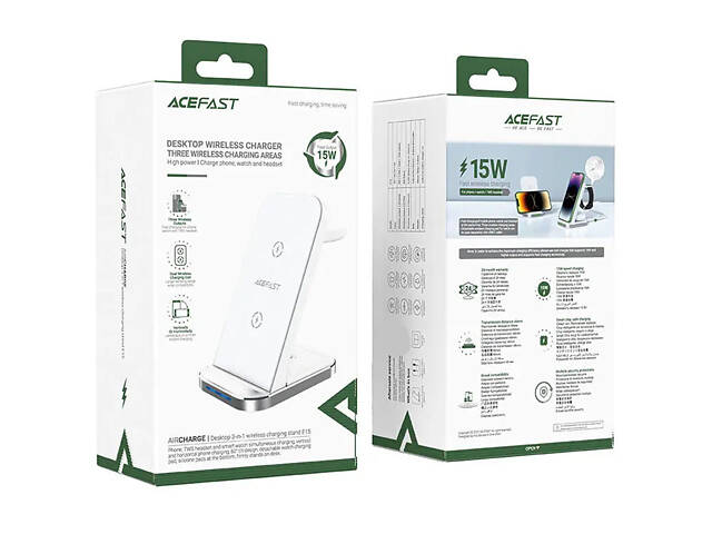БЗУ Acefast E15 desktop 3-in-1 White - Фото 6