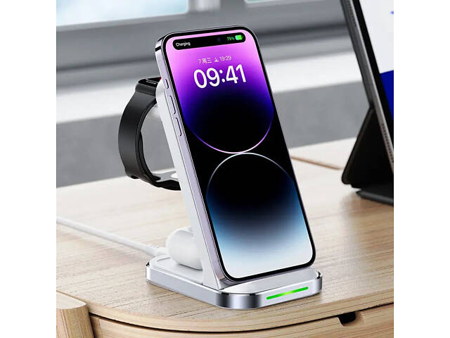 БЗУ Acefast E15 desktop 3-in-1 White - Фото 7